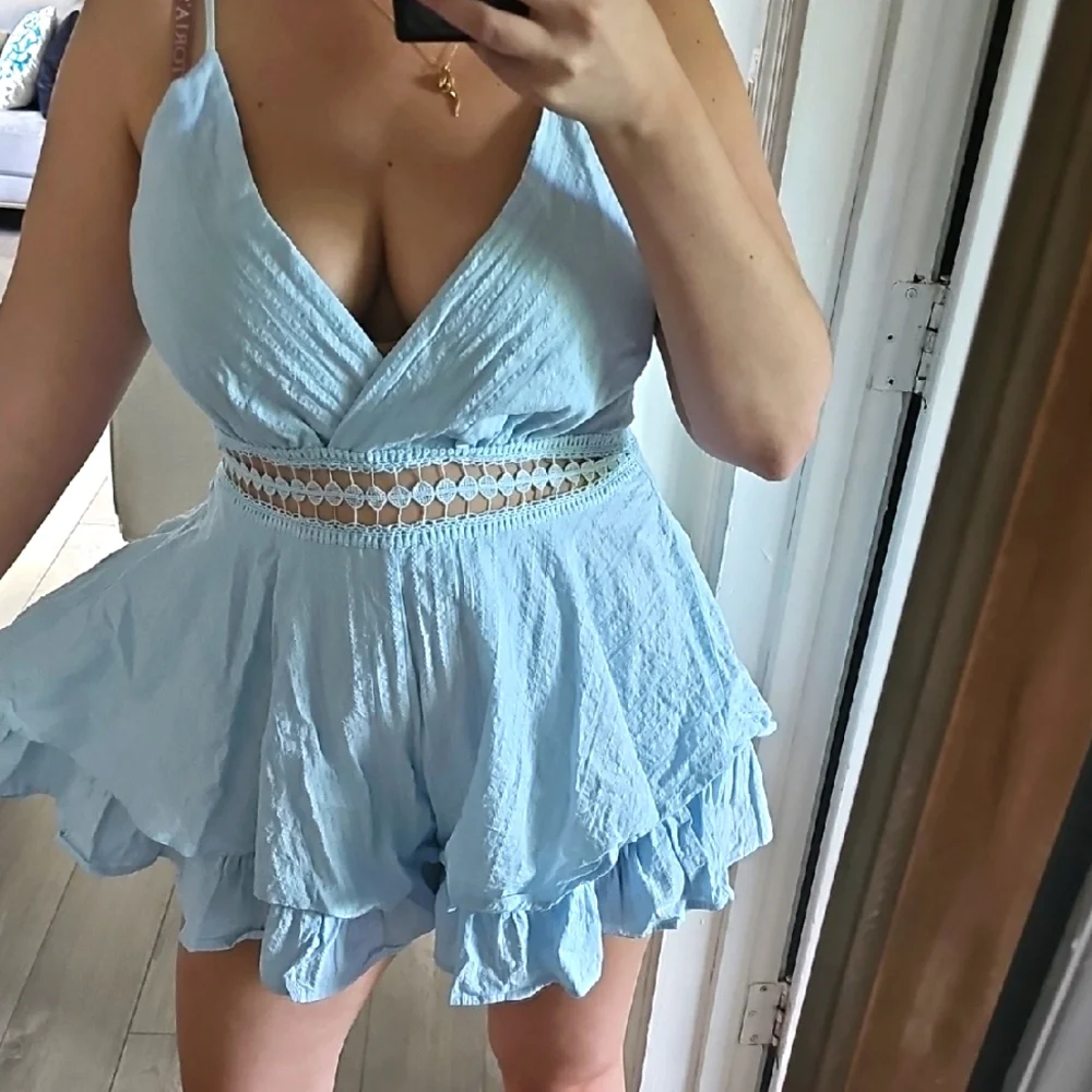 NWT Simplee Light Blue Ruffled Romper